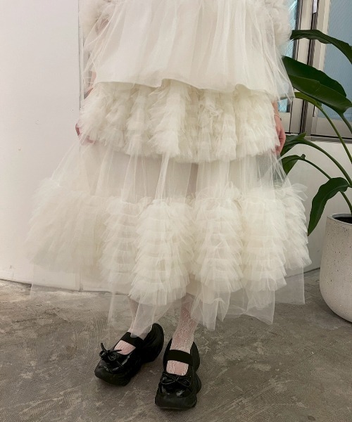 HONEY MI HONEY（ハニーミーハニー）の「tulle knee length skirt（スカート・レディース・グレー/ブラック/ピンク/ホワイト・FREE）」の18枚目の写真