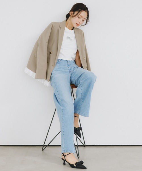 JILL by JILL STUART（ジルバイジルスチュアート）の「【新色追加】ショート丈刺繍ロゴTシャツオーガニックコットン（Tシャツ/カットソー・レディース・ホワイト系その他2/ピンク系その他/ミント/ホワイト系その他/ホワイト系その他3/ブラック・FREE）」の9枚目の写真