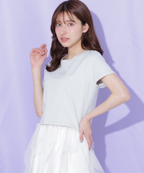 JILL by JILL STUART（ジルバイジルスチュアート）の「【新色追加】ショート丈刺繍ロゴTシャツオーガニックコットン（Tシャツ/カットソー・レディース・ホワイト系その他2/ピンク系その他/ミント/ホワイト系その他/ホワイト系その他3/ブラック・FREE）」の22枚目の写真