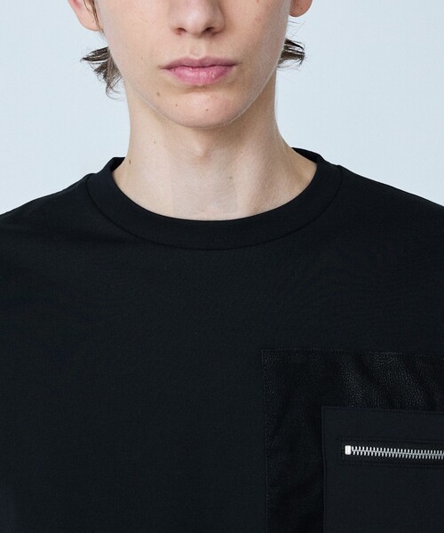 5351 POUR LES HOMMES（ゴーサンゴーイチプールオム）の「【日本製】 レザーパッチ 半袖 T シャツ（Tシャツ/カットソー・メンズ・ブラック/ホワイト・50/48/46/44）」の6枚目の写真