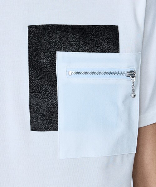 5351 POUR LES HOMMES（ゴーサンゴーイチプールオム）の「【日本製】 レザーパッチ 半袖 T シャツ（Tシャツ/カットソー・メンズ・ブラック/ホワイト・50/48/46/44）」の12枚目の写真