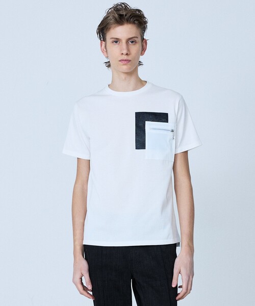 5351 POUR LES HOMMES（ゴーサンゴーイチプールオム）の「【日本製】 レザーパッチ 半袖 T シャツ（Tシャツ/カットソー・メンズ・ブラック/ホワイト・50/48/46/44）」の16枚目の写真