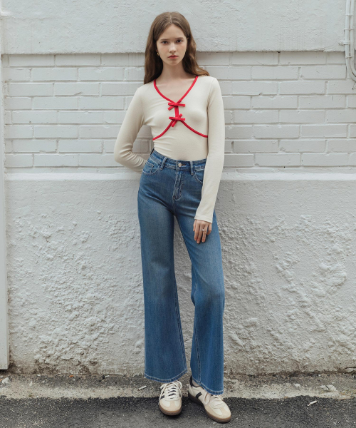 LAUTREDE MIN(ロートルドミン)の「Two ribbon Butter T shirts(Tシャツ/カットソー・レディース・ライトイエロー・FREE)」の2枚目の写真