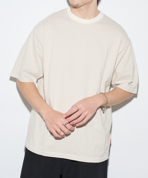 Healthknit(ヘルスニット)の「【Healthknit】26SS Nallow Border Jersey Crewneck S/S 51013(Tシャツ/カットソー・メンズ・ブラック系1/アイボリー系1/アイボリー系2・M/XL/L)」の1枚目の写真