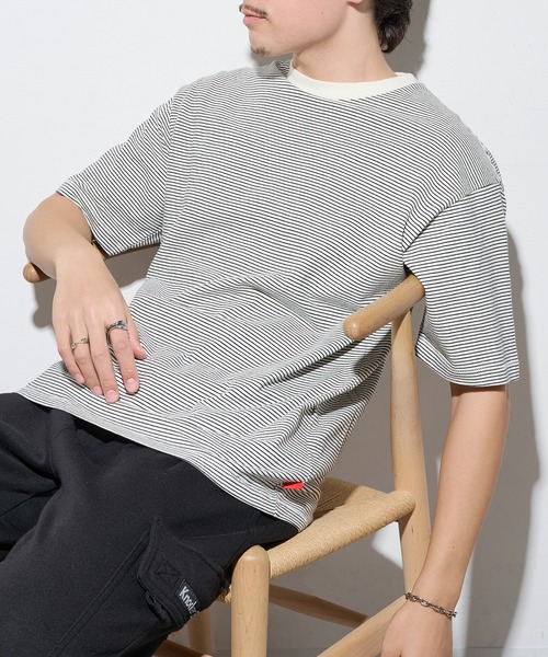 Healthknit(ヘルスニット)の「【Healthknit】26SS Nallow Border Jersey Crewneck S/S 51013(Tシャツ/カットソー・メンズ・ブラック系1/アイボリー系1/アイボリー系2・M/XL/L)」の3枚目の写真