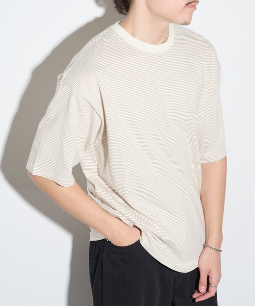 Healthknit(ヘルスニット)の「【Healthknit】26SS Nallow Border Jersey Crewneck S/S 51013(Tシャツ/カットソー・メンズ・ブラック系1/アイボリー系1/アイボリー系2・M/XL/L)」の6枚目の写真