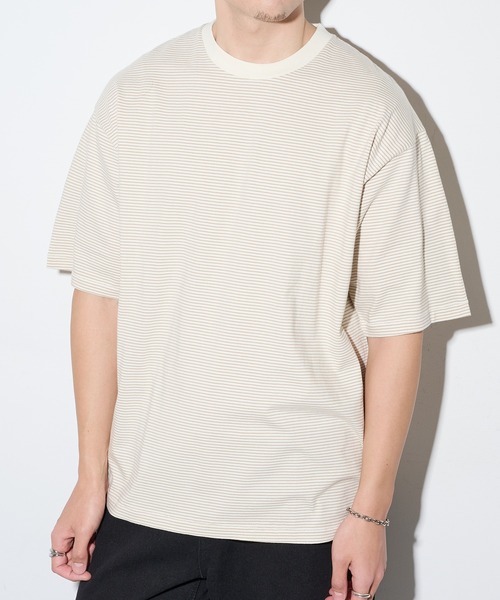 Healthknit(ヘルスニット)の「【Healthknit】26SS Nallow Border Jersey Crewneck S/S 51013(Tシャツ/カットソー・メンズ・ブラック系1/アイボリー系1/アイボリー系2・M/XL/L)」の4枚目の写真
