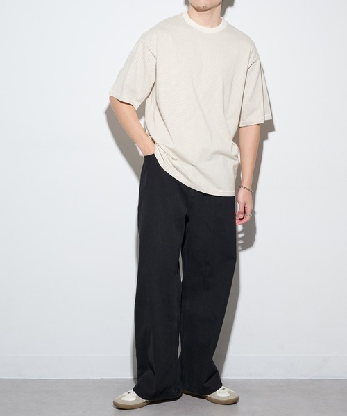 Healthknit(ヘルスニット)の「【Healthknit】26SS Nallow Border Jersey Crewneck S/S 51013(Tシャツ/カットソー・メンズ・ブラック系1/アイボリー系1/アイボリー系2・M/XL/L)」の7枚目の写真