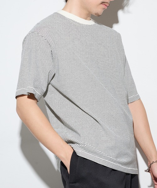 Healthknit(ヘルスニット)の「【Healthknit】26SS Nallow Border Jersey Crewneck S/S 51013(Tシャツ/カットソー・メンズ・ブラック系1/アイボリー系1/アイボリー系2・M/XL/L)」の16枚目の写真
