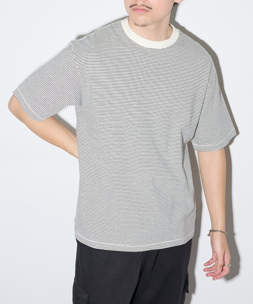 Healthknit(ヘルスニット)の「【Healthknit】26SS Nallow Border Jersey Crewneck S/S 51013(Tシャツ/カットソー・メンズ・ブラック系1/アイボリー系1/アイボリー系2・M/XL/L)」の15枚目の写真