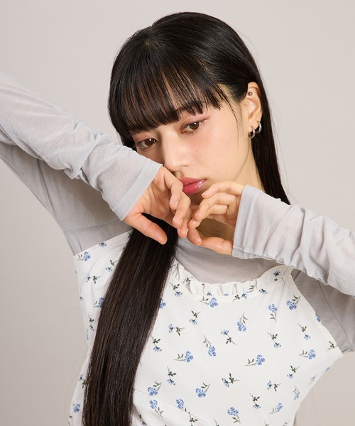 apres jour mignon（アプレジュールミニョン）の「袖シャーリングトップス（Tシャツ/カットソー・レディース・グレー/ピンク/ホワイト系その他/ホワイト/ブルー・フリー/LARGE）」の4枚目の写真