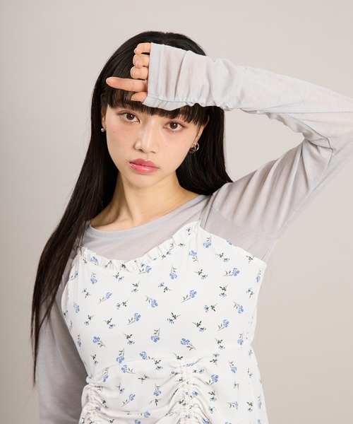 apres jour mignon（アプレジュールミニョン）の「袖シャーリングトップス（Tシャツ/カットソー・レディース・グレー/ピンク/ホワイト系その他/ホワイト/ブルー・フリー/LARGE）」の8枚目の写真