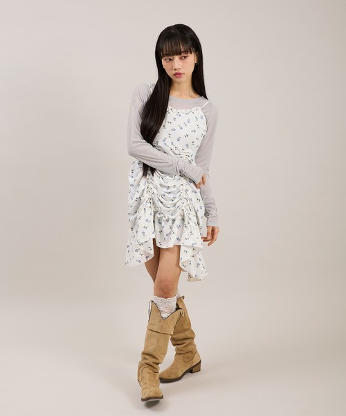 apres jour mignon（アプレジュールミニョン）の「袖シャーリングトップス（Tシャツ/カットソー・レディース・グレー/ピンク/ホワイト系その他/ホワイト/ブルー・フリー/LARGE）」の14枚目の写真
