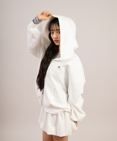 apres jour mignon（アプレジュールミニョン）の「袖シャーリングトップス（Tシャツ/カットソー・レディース・グレー/ピンク/ホワイト系その他/ホワイト/ブルー・フリー/LARGE）」の6枚目の写真