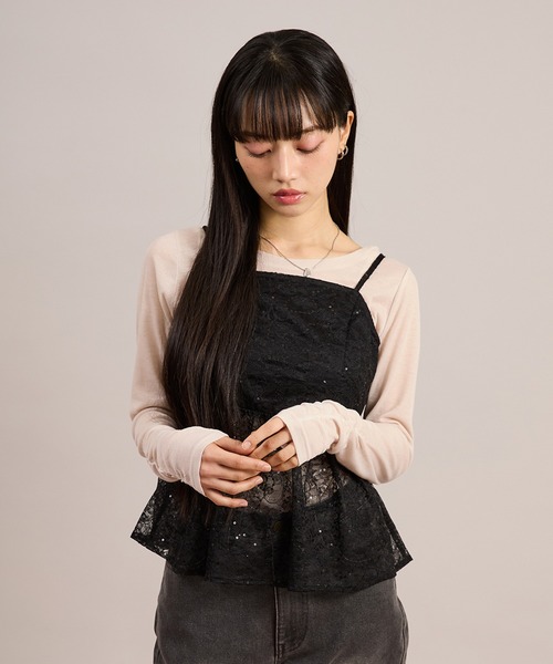 apres jour mignon（アプレジュールミニョン）の「袖シャーリングトップス（Tシャツ/カットソー・レディース・グレー/ピンク/ホワイト系その他/ホワイト/ブルー・フリー/LARGE）」の19枚目の写真