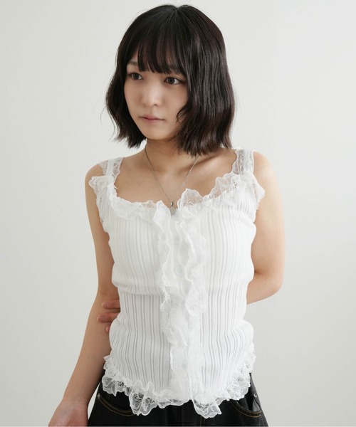 SORUTT(ソルト)の「【 SORUTT / ソルト 】 フリルレース タンクトップ #(タンクトップ・レディース・ホワイト/ブラック/グレー・FREE)」の4枚目の写真