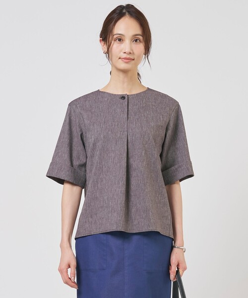 J.PRESS(ジェイプレス)の「【セット着用可】リネンバイオシャンブレー ブラウス(シャツ/ブラウス・レディース・ベージュ系/ネイビー系/ブラウン系・11/9)」の1枚目の写真