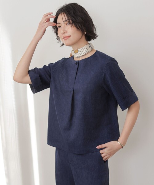 J.PRESS(ジェイプレス)の「【セット着用可】リネンバイオシャンブレー ブラウス(シャツ/ブラウス・レディース・ベージュ系/ネイビー系/ブラウン系・11/9)」の3枚目の写真