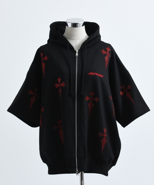 販売 店舗 REFLEM レフレム クロス ラインストーン パーカー