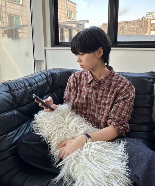eastserviceshop（イーストサービスショップ）の「ヴィンテージクラシックチェックシャツ - ブリック（シャツ/ブラウス・レディース・バーガンディー・SMALL/MEDIUM/LARGE）」の3枚目の写真