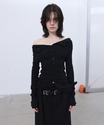 LCDC TM（エルシーディーシーティーエム）の「TWO-WAY BUTTON-UP TOP (BLACK)（Tシャツ/カットソー）」