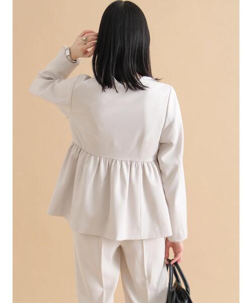 sm2rhythm（サマンサモスモスリズム）の「ペプラムジャケット【セットアップ可】（ノーカラージャケット・レディース・ブラック/ライトベージュ・F）」の8枚目の写真