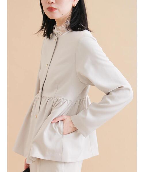 sm2rhythm（サマンサモスモスリズム）の「ペプラムジャケット【セットアップ可】（ノーカラージャケット・レディース・ブラック/ライトベージュ・F）」の9枚目の写真