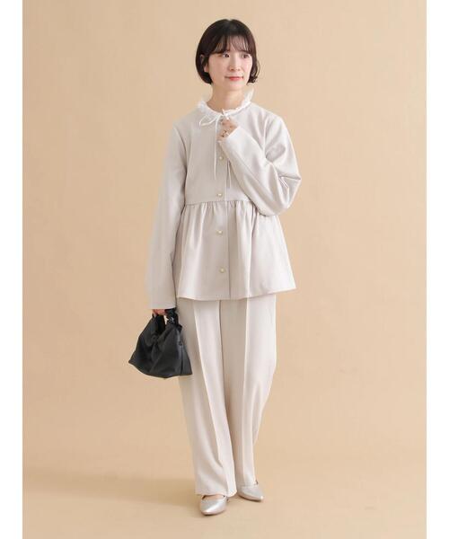 sm2rhythm（サマンサモスモスリズム）の「ペプラムジャケット【セットアップ可】（ノーカラージャケット・レディース・ブラック/ライトベージュ・F）」の19枚目の写真