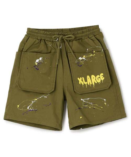 XLARGE KIDS（エクストララージキッズ）の「【人気商品再入荷】【直営店で取り扱い無し】ペイントショートパンツ（その他パンツ・キッズ・カーキ/ベージュ・140cm/130cm/120cm/110cm/100cm）」の2枚目の写真