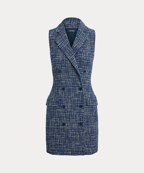 LAUREN RALPH LAUREN(ローレン ラルフ ローレン)の「ダブルブレステッド ブークレ スリーブレス ドレス(ワンピース・レディース・ブルー・2/0/4/6/00)」の2枚目の写真