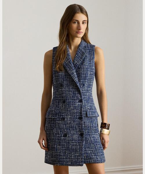 LAUREN RALPH LAUREN(ローレン ラルフ ローレン)の「ダブルブレステッド ブークレ スリーブレス ドレス(ワンピース・レディース・ブルー・2/0/4/6/00)」の3枚目の写真