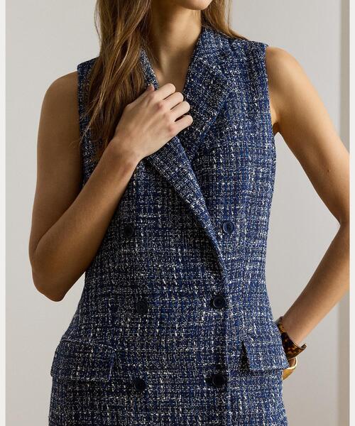 LAUREN RALPH LAUREN(ローレン ラルフ ローレン)の「ダブルブレステッド ブークレ スリーブレス ドレス(ワンピース・レディース・ブルー・2/0/4/6/00)」の6枚目の写真