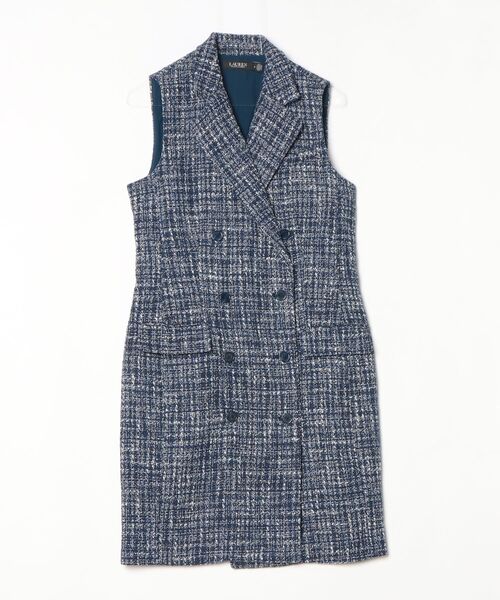 LAUREN RALPH LAUREN(ローレン ラルフ ローレン)の「ダブルブレステッド ブークレ スリーブレス ドレス(ワンピース・レディース・ブルー・2/0/4/6/00)」の5枚目の写真