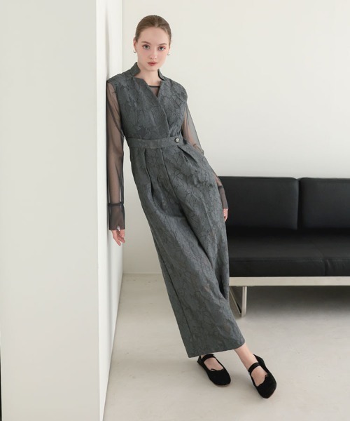 DONOBAN（ドノバン）の「【ANDRESD】bonding lace all-in-one dress 結婚式 ワンピース パーティードレス オケージョンドレス お呼ばれ 二次会 成人式 同窓会（ドレス・レディース・ブラック/ブルーグレー・S/M/L）」の2枚目の写真