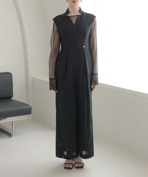 DONOBAN（ドノバン）の「【ANDRESD】bonding lace all-in-one dress 結婚式 ワンピース パーティードレス オケージョンドレス お呼ばれ 二次会 成人式 同窓会（ドレス・レディース・ブラック/ブルーグレー・S/M/L）」の6枚目の写真