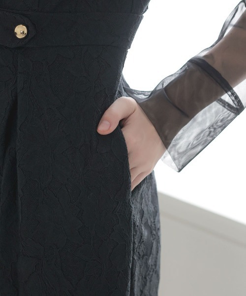 DONOBAN（ドノバン）の「【ANDRESD】bonding lace all-in-one dress 結婚式 ワンピース パーティードレス オケージョンドレス お呼ばれ 二次会 成人式 同窓会（ドレス・レディース・ブラック/ブルーグレー・S/M/L）」の12枚目の写真