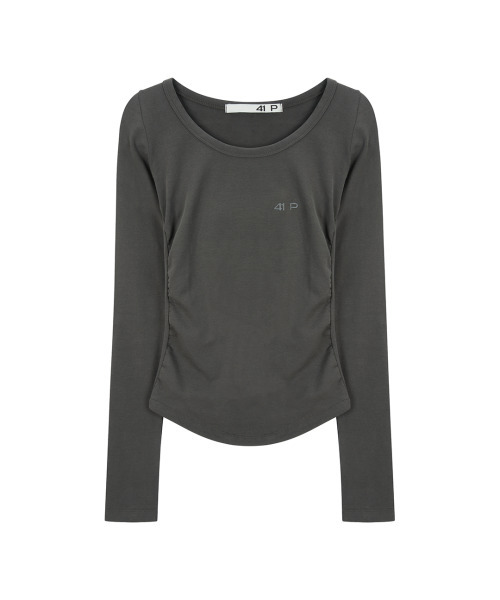 41PRAY(サイルプレイ)の「Shirring Long Sleeve Tee / Charcoal(Tシャツ/カットソー・レディース・チャコールグレー・OS)」の5枚目の写真