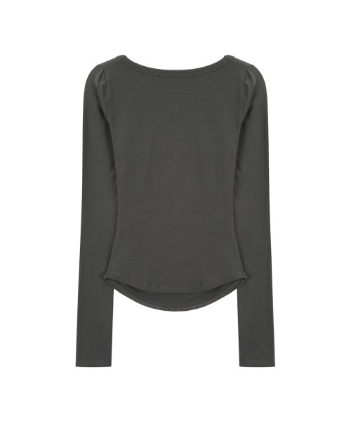 41PRAY(サイルプレイ)の「Shirring Long Sleeve Tee / Charcoal(Tシャツ/カットソー・レディース・チャコールグレー・OS)」の6枚目の写真