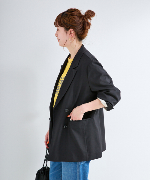 B.C STOCK(ベーセーストック)の「無地ストライプジャケット(テーラードジャケット・レディース・ネイビー/ウッド/グレー/ブラック・FREE)」の11枚目の写真