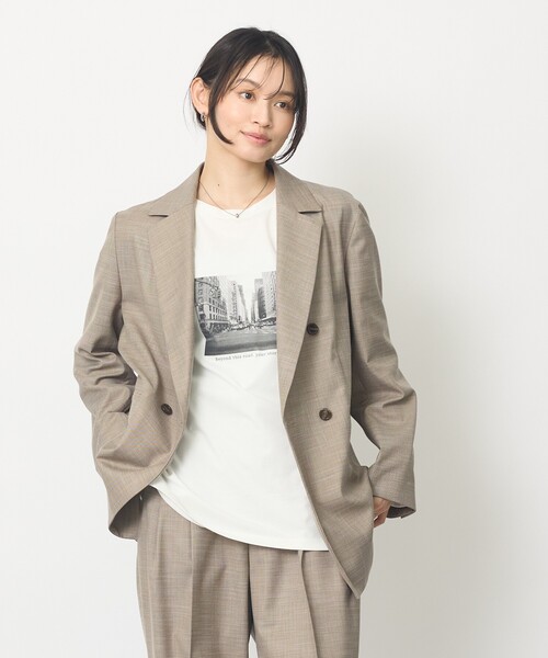 abahouse mavie（アバハウスマヴィ）の「ﾒﾗﾝｼﾞﾂｨﾙWｼﾞｬｹｯﾄ（テーラードジャケット・レディース・ダークベージュ/ブラック・36/38）」の8枚目の写真