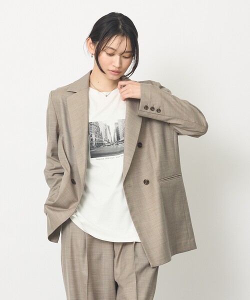 abahouse mavie（アバハウスマヴィ）の「ﾒﾗﾝｼﾞﾂｨﾙWｼﾞｬｹｯﾄ（テーラードジャケット・レディース・ダークベージュ/ブラック・36/38）」の9枚目の写真