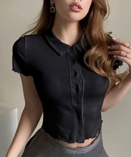 NANEA(ナネア)の「フロントボタンポロTシャツ(ポロシャツ・レディース・ブラック/ホワイト/グレー・MEDIUM)」の10枚目の写真