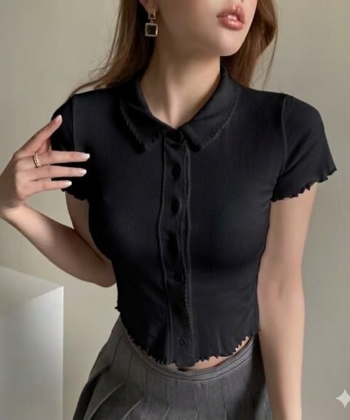 NANEA(ナネア)の「フロントボタンポロTシャツ(ポロシャツ・レディース・ブラック/ホワイト/グレー・MEDIUM)」の11枚目の写真