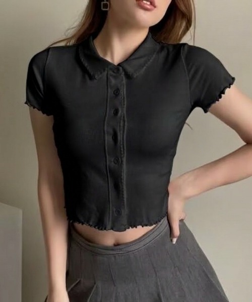 NANEA(ナネア)の「フロントボタンポロTシャツ(ポロシャツ・レディース・ブラック/ホワイト/グレー・MEDIUM)」の12枚目の写真