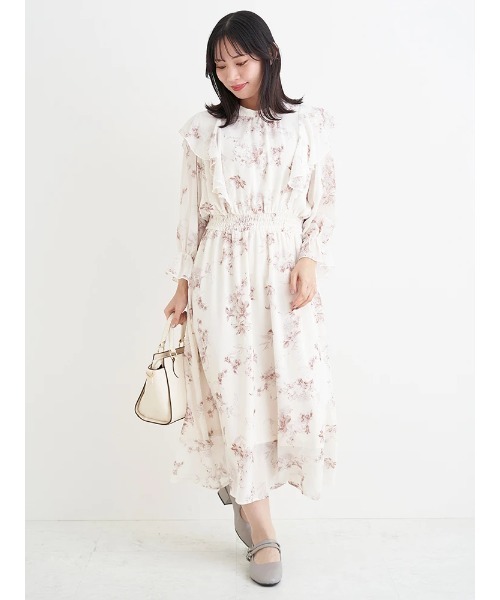 Re-J&SUPURE(リジェイアンドスプル)の「【大きいサイズ】シアー花柄肩フリルワンピース(ワンピース・レディース・キナリ/オフホワイト・XXXX-LARGE/XXX-LARGE/XX-LARGE)」の3枚目の写真