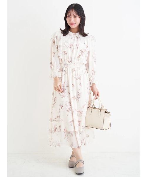 Re-J&SUPURE(リジェイアンドスプル)の「【大きいサイズ】シアー花柄肩フリルワンピース(ワンピース・レディース・キナリ/オフホワイト・XXXX-LARGE/XXX-LARGE/XX-LARGE)」の4枚目の写真