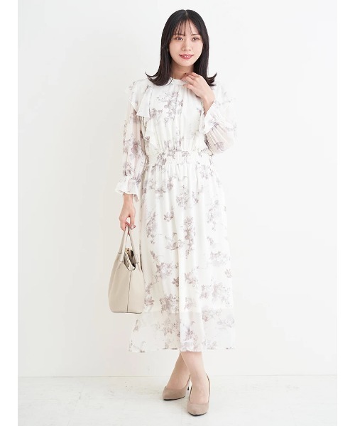 Re-J&SUPURE(リジェイアンドスプル)の「【大きいサイズ】シアー花柄肩フリルワンピース(ワンピース・レディース・キナリ/オフホワイト・XXXX-LARGE/XXX-LARGE/XX-LARGE)」の12枚目の写真