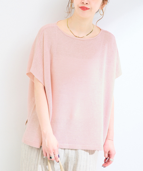 セール】手洗い可 / FRENCH ICY LINEN ポンチョプルオーバー（ニット