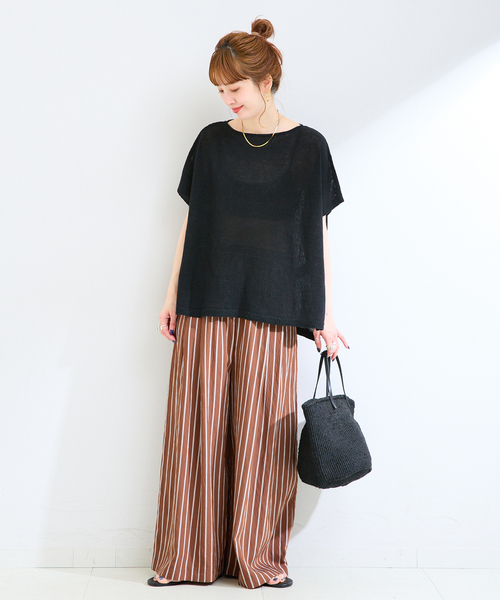 セール】手洗い可 / FRENCH ICY LINEN ポンチョプルオーバー（ニット