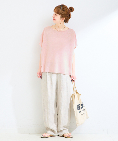 B.C STOCK（ベーセーストック）の「手洗い可 / FRENCH ICY LINEN ポンチョプルオーバー（ニット/セーター・レディース・カーキ/ブラック/ピンク/ホワイト・FREE）」の7枚目の写真